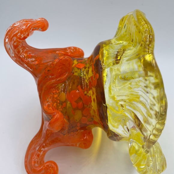 Orange & Yellow Handblown Signed Art Glass Votive candle  holder? - Picture 6 of 11